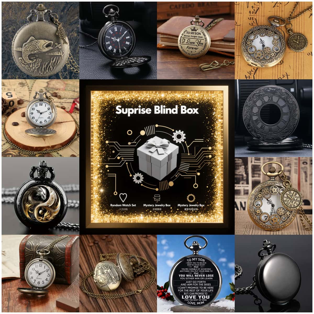 Fashion Mens Watches - Caja ciega de reloj misterioso sorpresa,