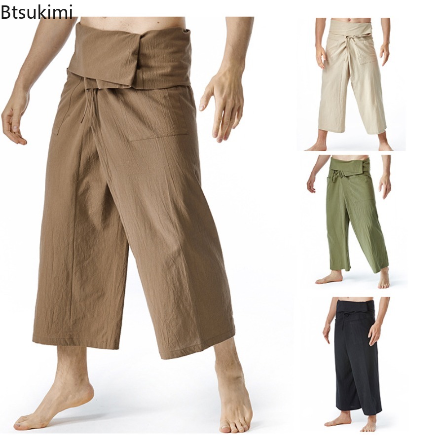 Mens Fashion Trend 2026 - Pantalones de Pescador Tailandeses para Hombre,