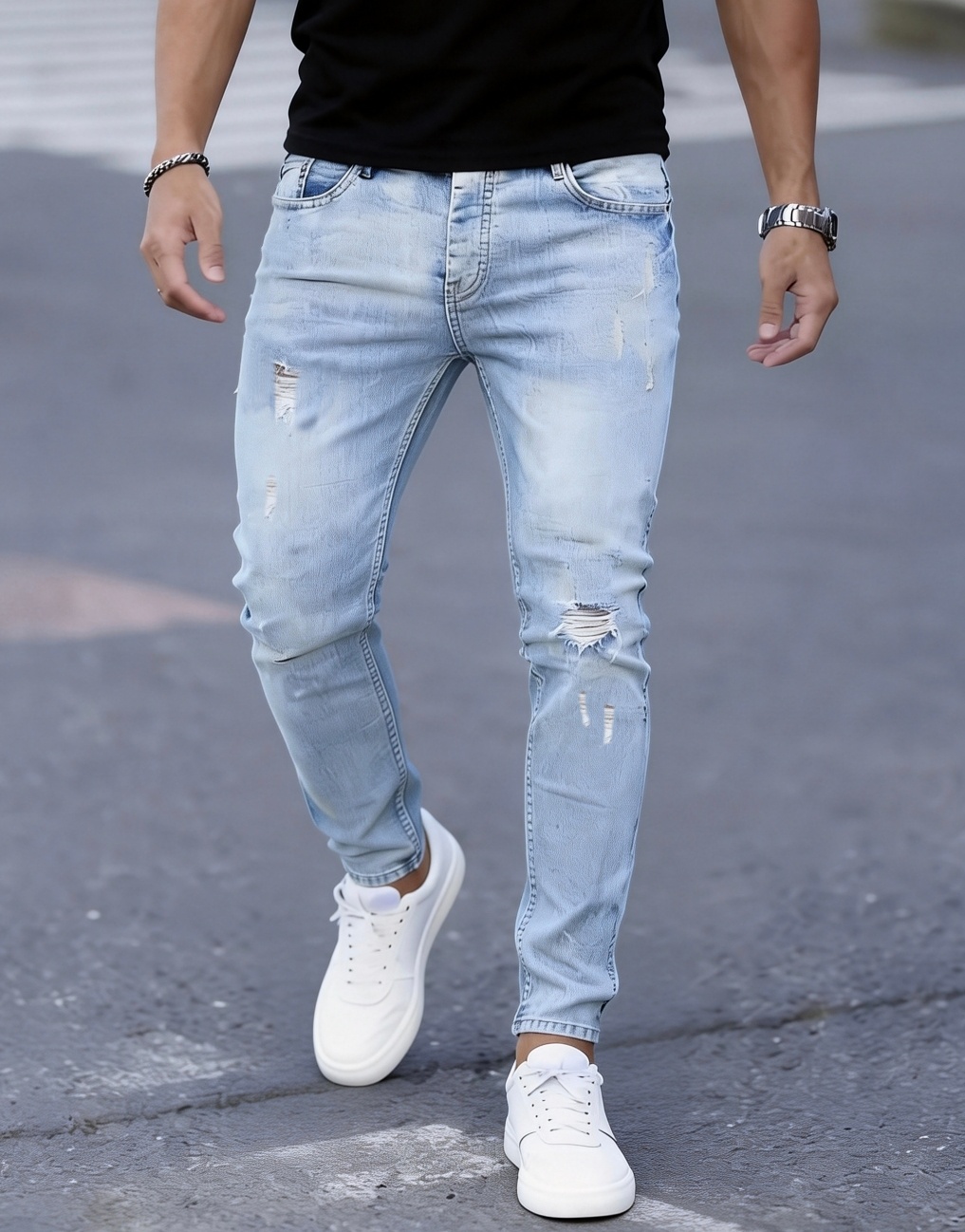 Men'S Fashion Young Professional - Vaqueros ajustados elásticos para hombre, no