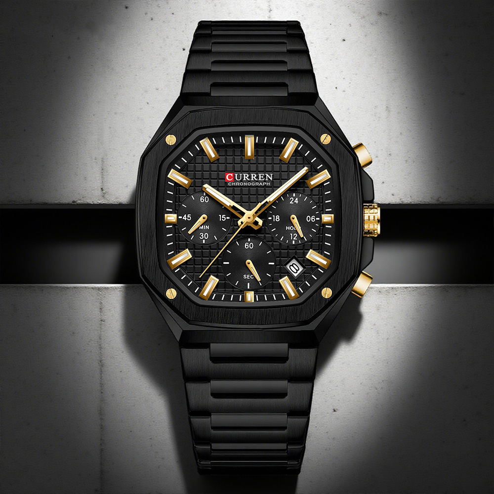 Fashion Mens Watches - Reloj cronógrafo cuadrado de lujo CURREN