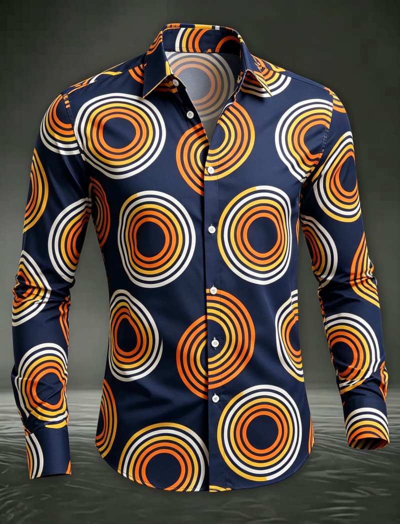 Men'S Fashion 70S - Camisa de Hombre a la Moda